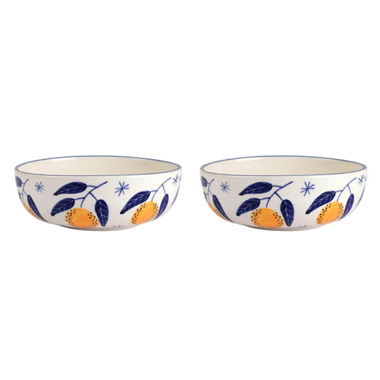 Italian Lemon Bowl | Handpainted Ceramic Serving | 7" (Set of 2)
