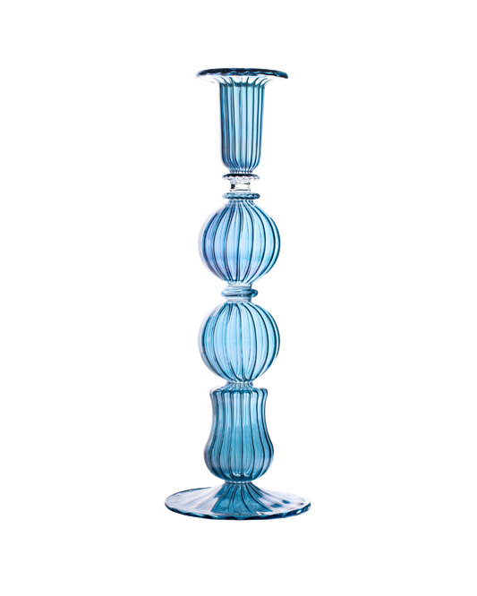 Ombo Glass Candle Holder - Blue