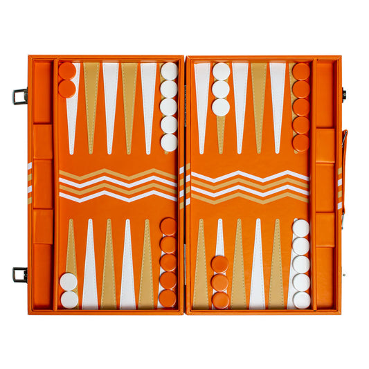 LEATHER BACKGAMMON ORANGE