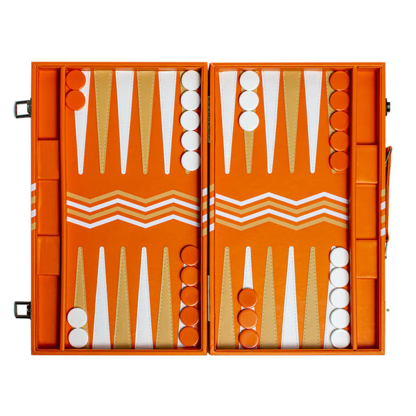 LEATHER BACKGAMMON ORANGE
