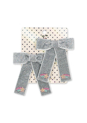 2 Pack Juliette Bow Hair Clip in Silver
