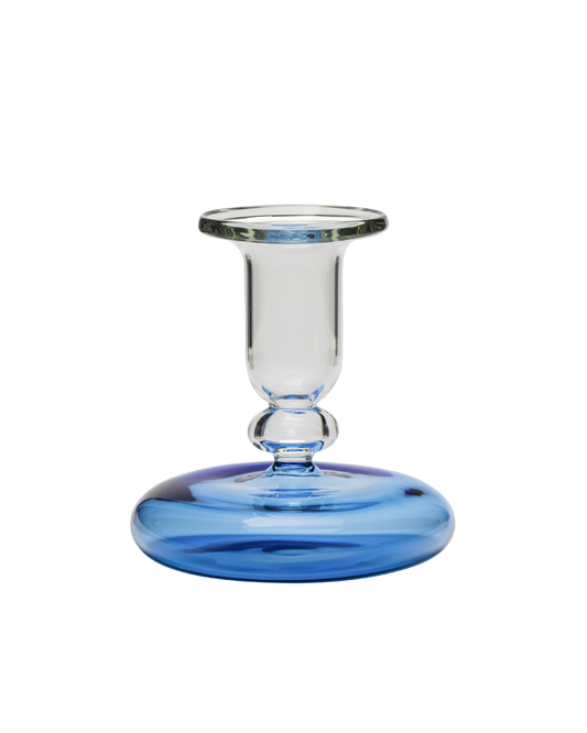 Pebble Glass Candle Holder - Blue