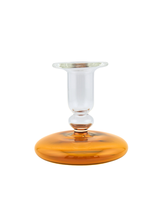 Pebble Glass Candle Holder - Amber