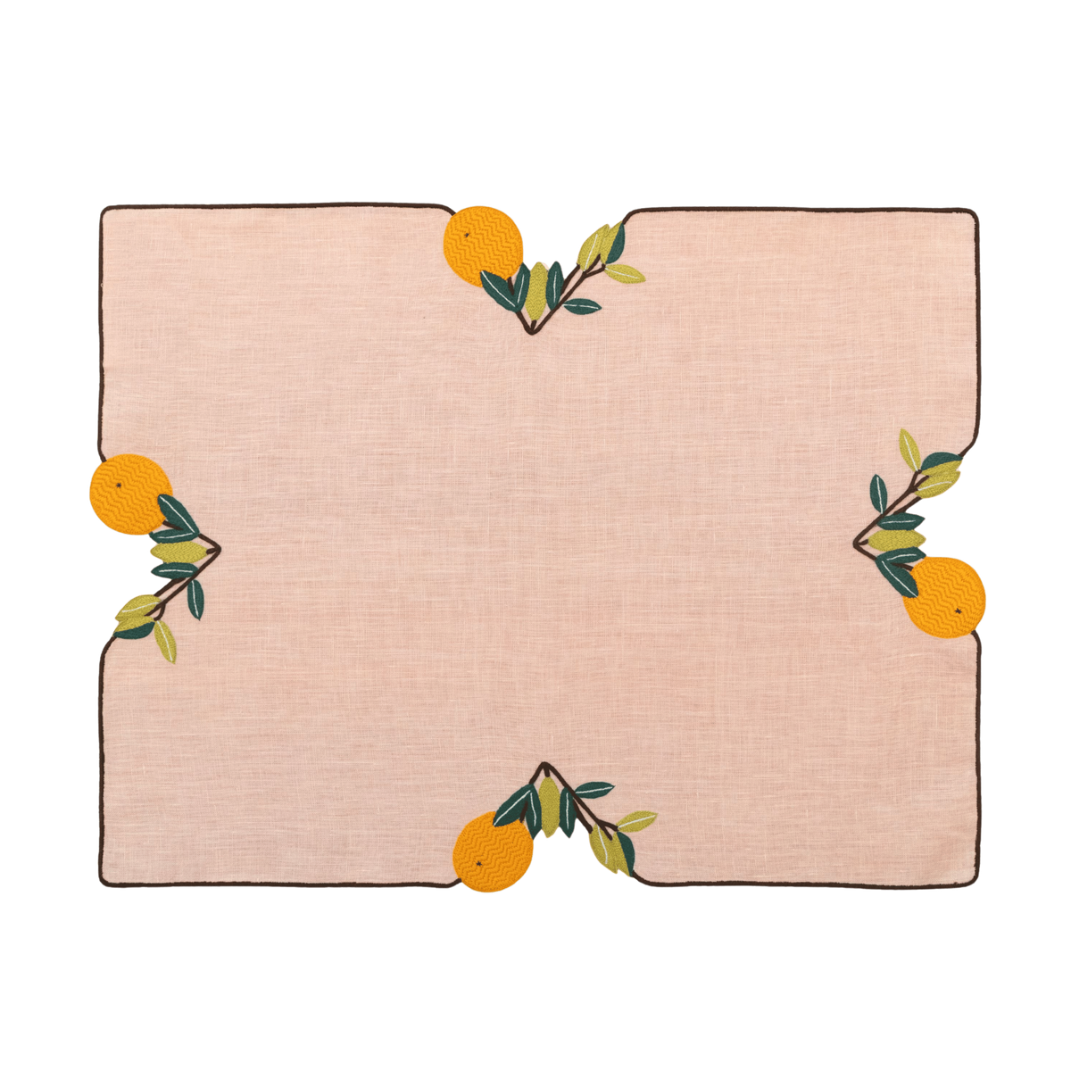 Hand Embroidered Citrus Bloom Placemats 14" × 18" (Set of 4)