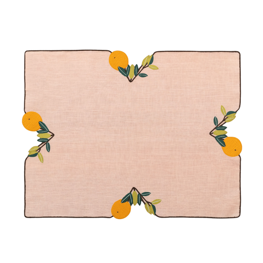 Hand Embroidered Citrus Bloom Placemats 14" × 18" (Set of 4)