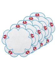 Hand Embroidered Buttercup Bloom Placemats 16" round (Set of 4)