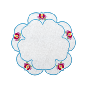 Hand Embroidered Buttercup Bloom Placemats 16" round (Set of 4)