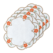 Hand Embroidered Buttercup Bloom Placemats 16" round (Set of 4)