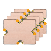 Hand Embroidered Citrus Bloom Placemats 14" × 18" (Set of 4)