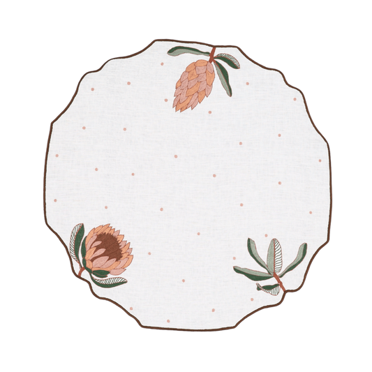 Hand Embroidered Autumn Meadow Placemats 16.5" round (Set of 4)