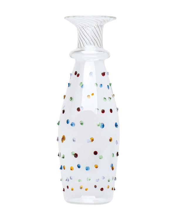 Multicolored Pom Glass Carafe