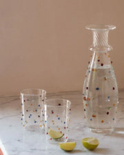 Multicolored Pom Glass Carafe