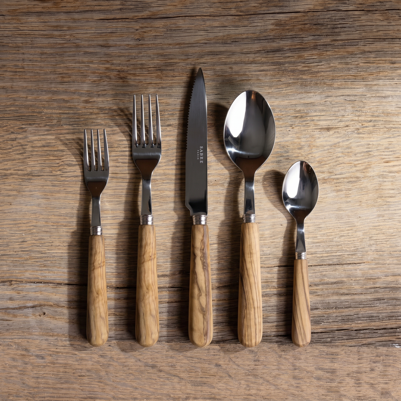 Lavandou 5-Piece Flatware Set in Olive Wood