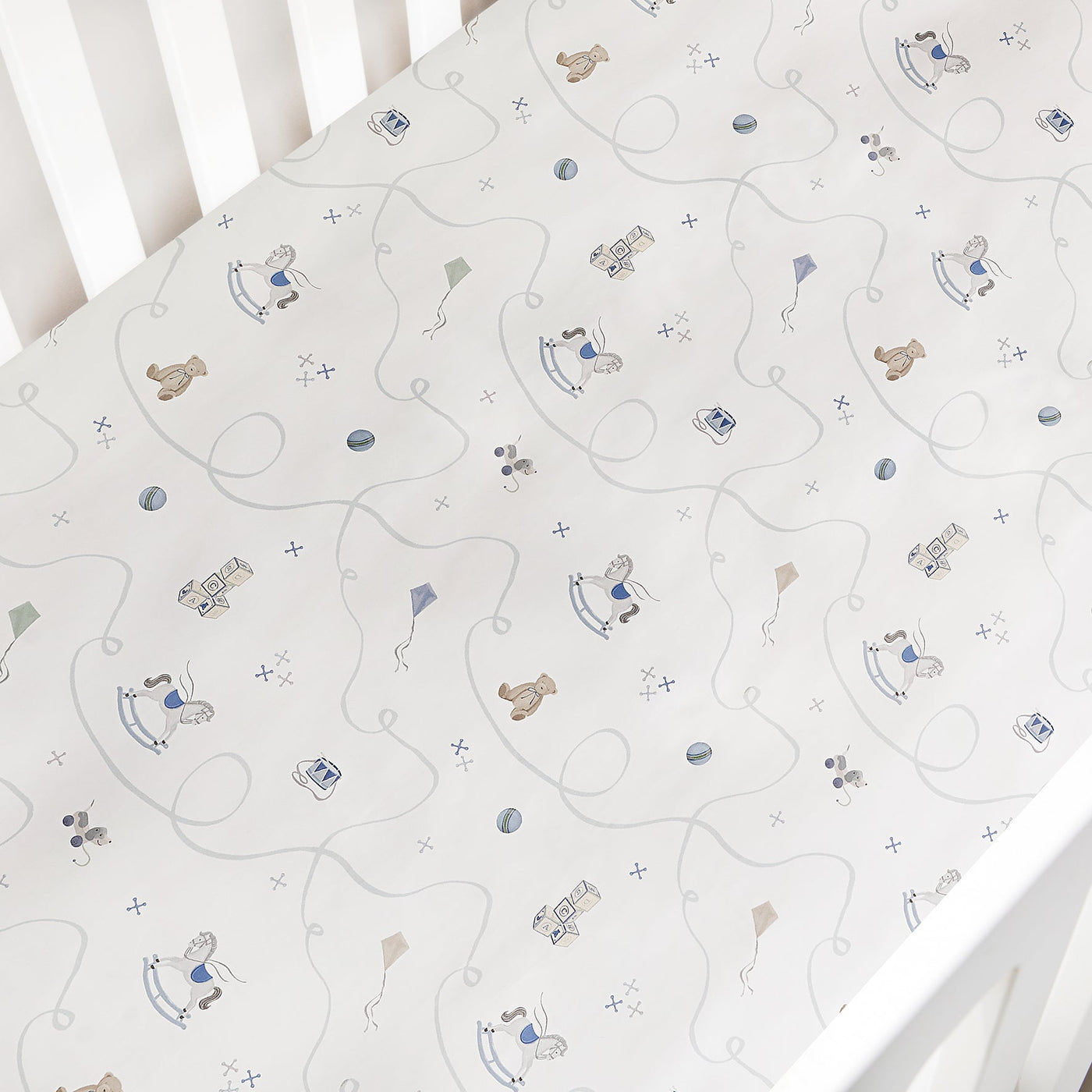 Little Toy Chest Crib Sheet - Ivory