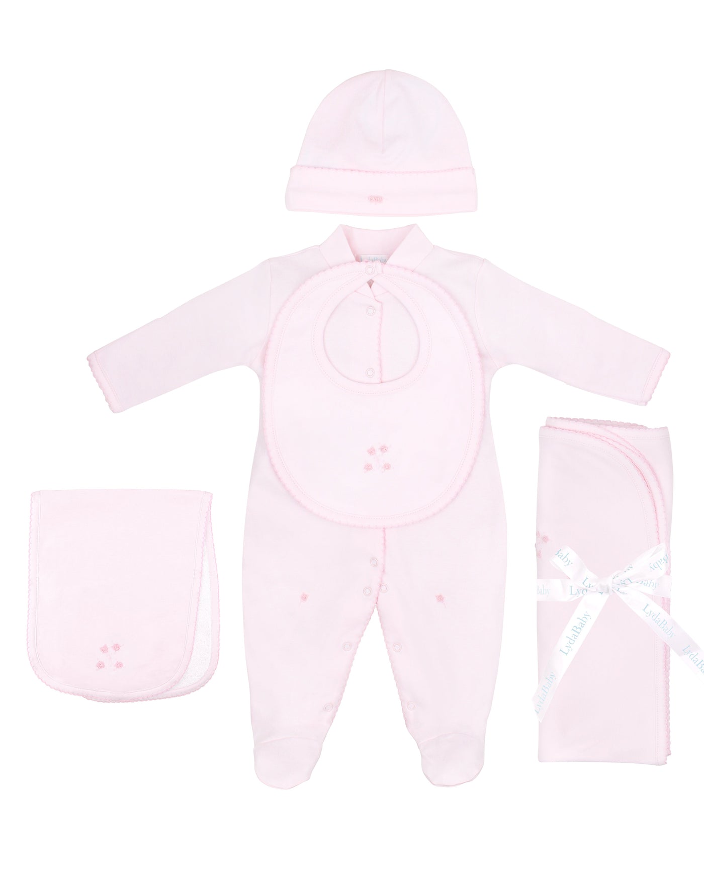 Sweet Roses Embroidery Set 5 Pieces | Baby Girl