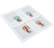 Hand Embroidered Balloon Safari Cocktail Napkins 6" x 6" (Set of 4)