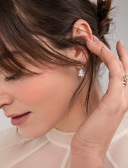2 Carat Pear Pierced Diamond & Gold Bar Earring