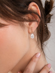 2 Carat Pear Pierced Diamond & Gold Bar Earring