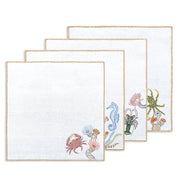 Hand Embroidered Marine Life Napkins 18" x 18" (Set of 4)