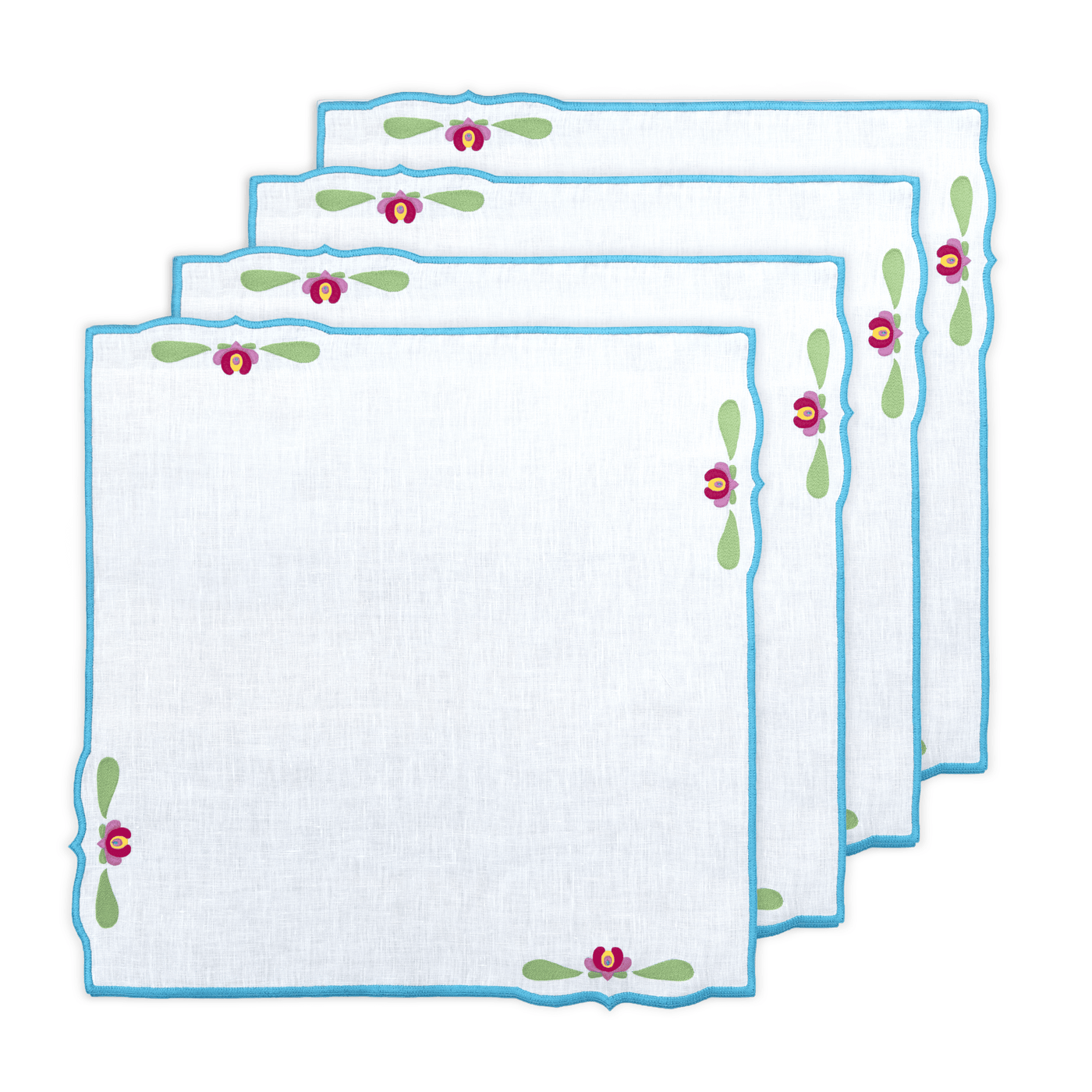 Hand Embroidered Heirloom Petals Napkins 18" x 18" (Set of 4)