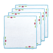 Hand Embroidered Heirloom Petals Napkins 18" x 18" (Set of 4)