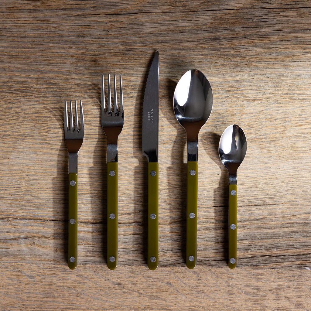 Bistrot Solid 5-Piece Flatware Set in Green Fern