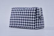 Embroidered Pouch- Navy Gingham