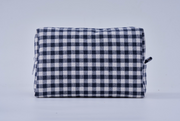 Embroidered Pouch- Navy Gingham