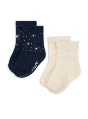 2 Pack Sparkle Socks in Navy & Cream