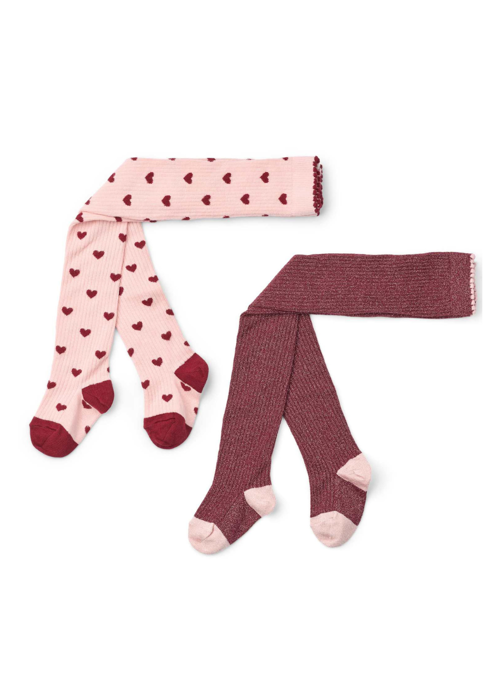 Vera Tights in Cranberry and Pink Glitter