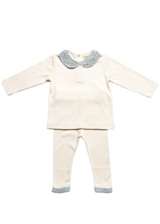 Nola Crochet-Collar Top & Billy Leggings Set in Sky