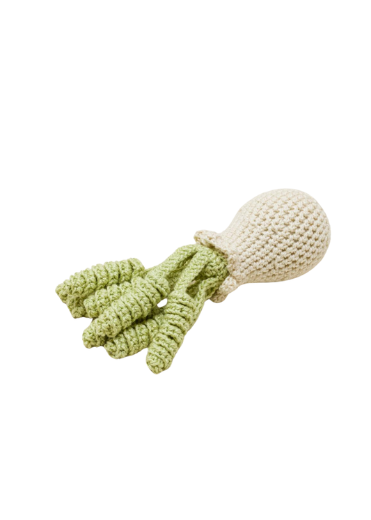 Hand-Crocheted Octopus Rattle in Mint