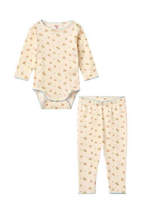 Bodysuit & Leggings Set in Soft Pink Poppy