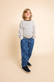Storm Sweater in Cream-Mosswood Stripe