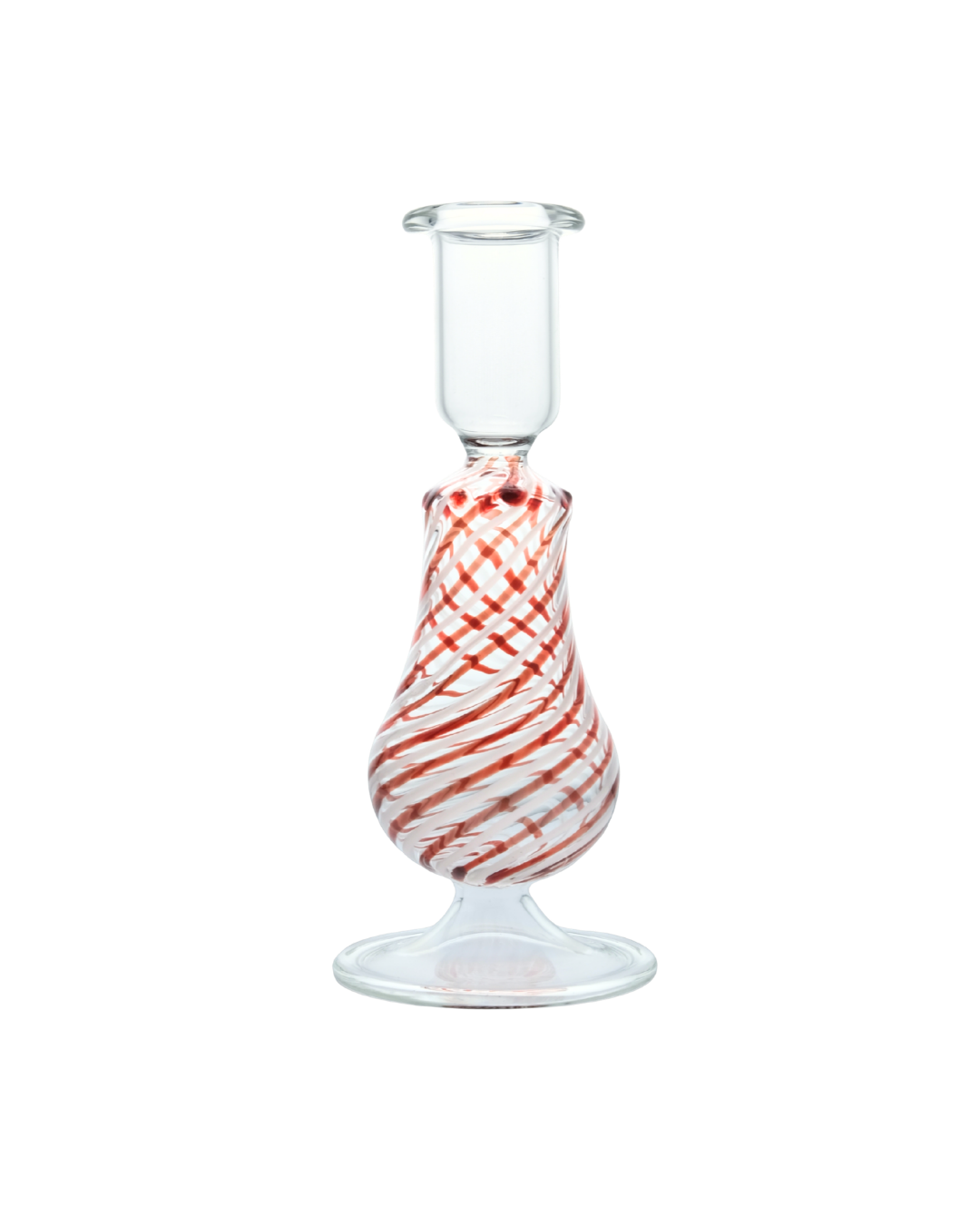 Red Swirl Glass Candle Holder - Small