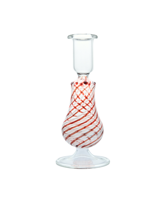 Red Swirl Glass Candle Holder - Small