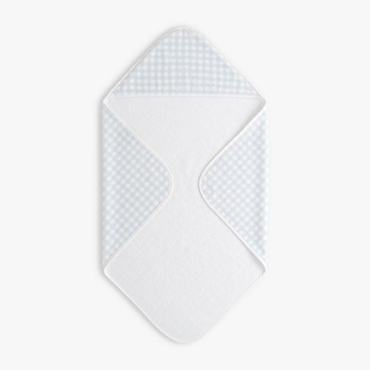 Picnic Gingham Baby Hooded Towel - Blue