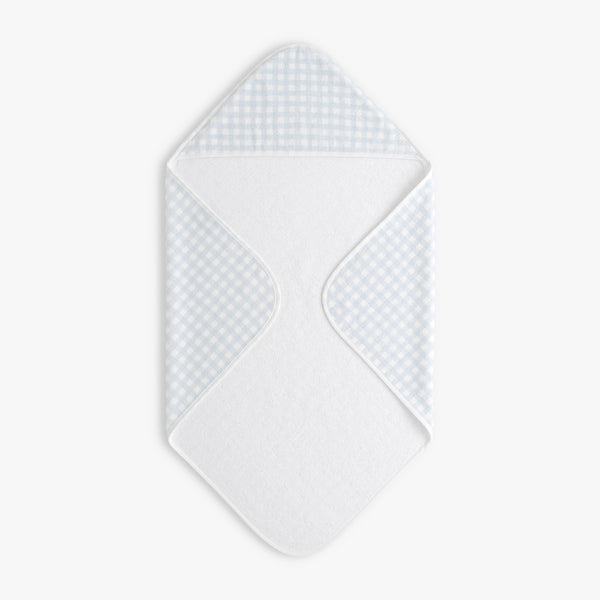 Picnic Gingham Baby Hooded Towel - Blue