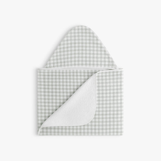 Picnic Gingham Children's Hooded Towel - Green