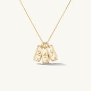 Engraved Initial Tag Necklace with Diamond