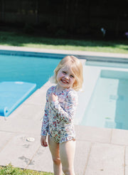 Girls' UPF 50+ Long Sleeve Rashguard Swimsuit — Ruffle Hem