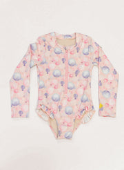 Girl's Rashguard Swimsuit - Pink Bubbles