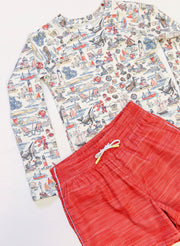 Duck Swim Short - Racing Red Stripe