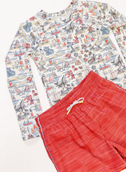 Boys Swim Short - Racing Red Stripe