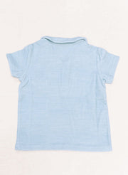 French Terry Polo - Misty Blue Stripe