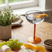 Amber Stemmed Cocktail Glass , 6.3 x 4.3 Inches (Set of 4)