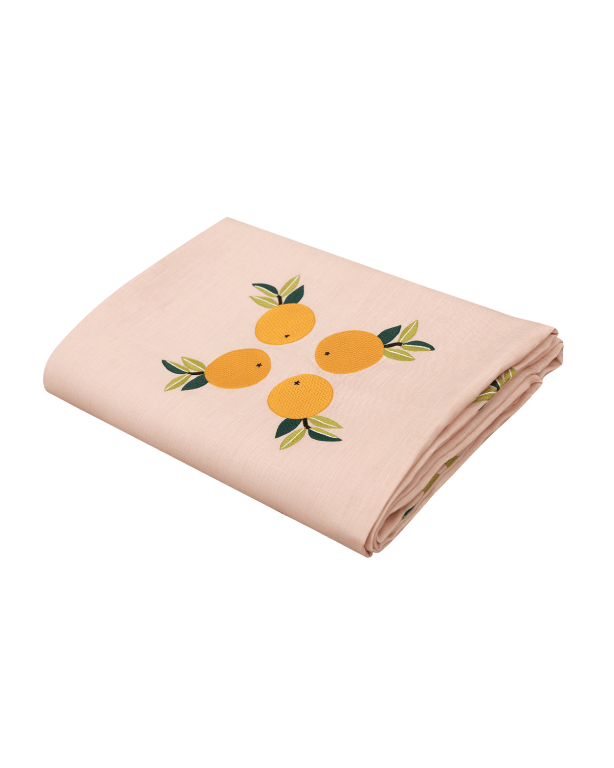Hand Embroidered Citrus Bloom Tablecloth 120" x 80"