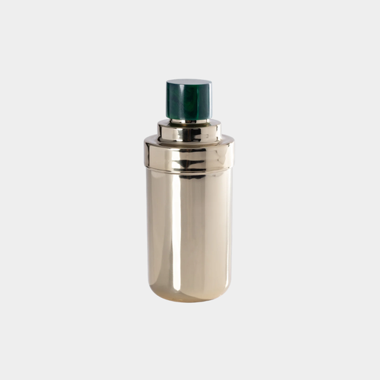 Spiga Stainless Steel Cocktail Shaker, Gold with Emerald Cap