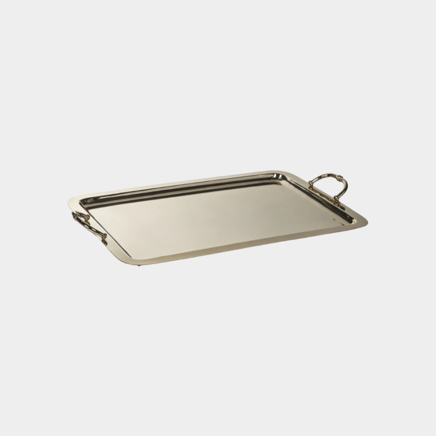 Manetta Steel and Brass Tray , Polished Gold - 24 in