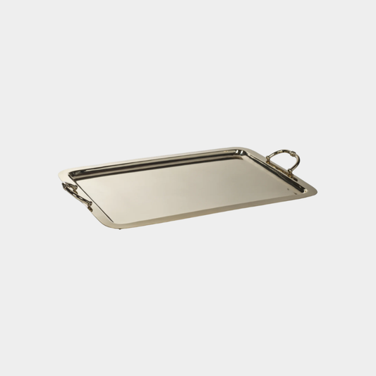 Manetta Steel and Brass Tray , Polished Gold - 24 in
